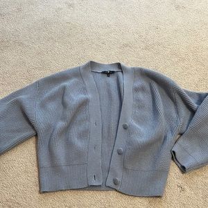 Chunky blue cardigan sweater